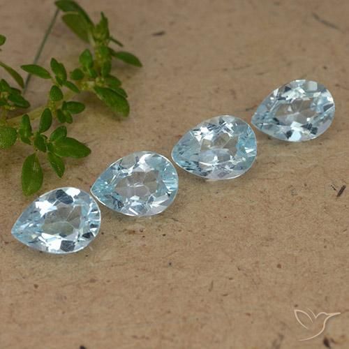 Gemme di Topazio Celeste naturale da 3.47 ct, Forma a pera, VVS-VS