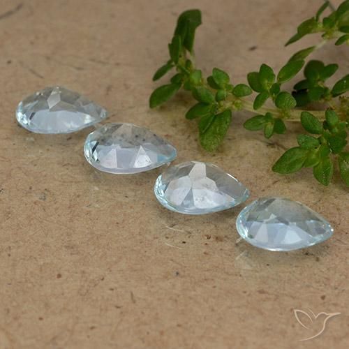 Gemme di Topazio Celeste naturale da 3.47 ct, Forma a pera, VVS-VS