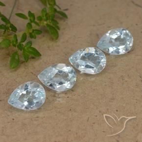 Gemme di Topazio Celeste naturale da 3.29 ct, Forma a pera, VVS-VS