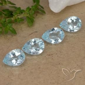 Gemme di Topazio Celeste naturale da 3.09 ct, Forma a pera, VVS-VS