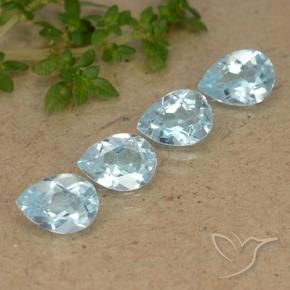 Gemme di Topazio Celeste naturale da 3.31 ct, Forma a pera, VVS-VS