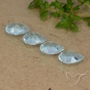 Gemme di Topazio Celeste naturale da 3.31 ct, Forma a pera, VVS-VS