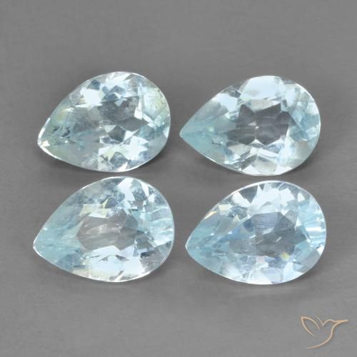 Gemme di Topazio Celeste naturale da 3.31 ct, Forma a pera, VVS-VS