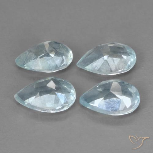Gemme di Topazio Celeste naturale da 3.31 ct, Forma a pera, VVS-VS
