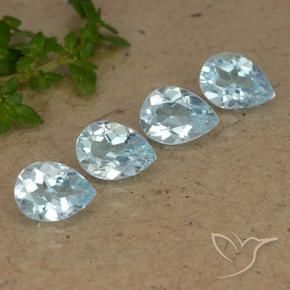 Gemme di Topazio Celeste naturale da 3.27 ct, Forma a pera, VVS-VS