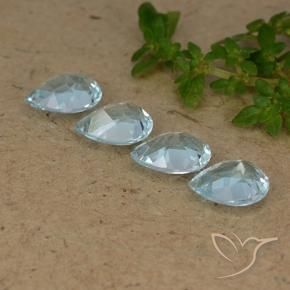 Gemme di Topazio Celeste naturale da 3.27 ct, Forma a pera, VVS-VS