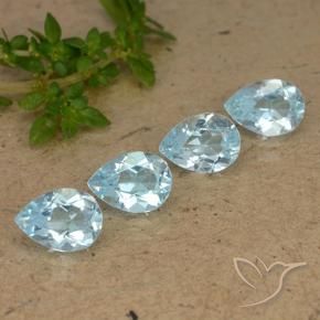 Gemme di Topazio Celeste naturale da 3.39 ct, Forma a pera, VVS-VS