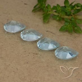 Gemme di Topazio Celeste naturale da 3.39 ct, Forma a pera, VVS-VS