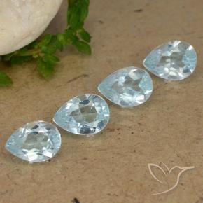 Gemme di Topazio Celeste naturale da 3.45 ct, Forma a pera, VVS-VS