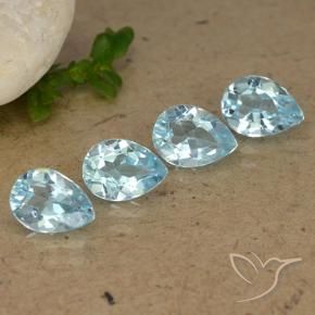 Gemme di Topazio Celeste naturale da 3.48 ct, Forma a pera, VVS-VS
