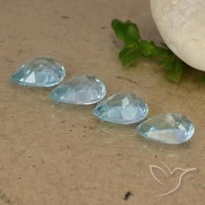 Gemme di Topazio Celeste naturale da 3.48 ct, Forma a pera, VVS-VS