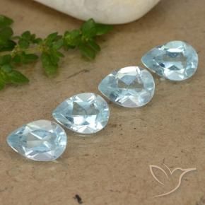 Gemme di Topazio Celeste naturale da 3.28 ct, Forma a pera, VVS-VS