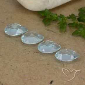 Gemme di Topazio Celeste naturale da 3.28 ct, Forma a pera, VVS-VS