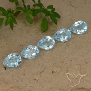 Gemme di Topazio Celeste naturale da 4.29 ct, Forma a pera, VVS-VS