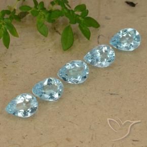 Gemme di Topazio Celeste naturale da 3.83 ct, Forma a pera, VVS-VS
