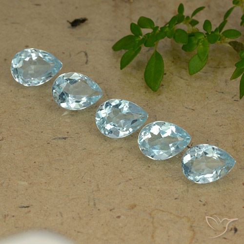 Gemme di Topazio Celeste naturale da 4.41 ct, Forma a pera, VVS-VS