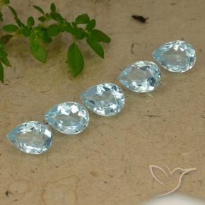 Gemme di Topazio Celeste naturale da 4.41 ct, Forma a pera, VVS-VS