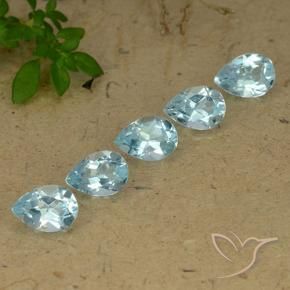 Gemme di Topazio Celeste naturale da 4.25 ct, Forma a pera, VVS-VS