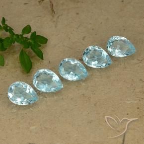 Gemme di Topazio Celeste naturale da 4.43 ct, Forma a pera, VVS-VS