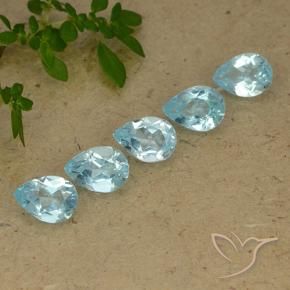 Gemme di Topazio Celeste naturale da 3.74 ct, Forma a pera, VVS-VS