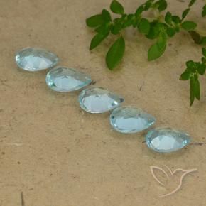 Gemme di Topazio Celeste naturale da 3.74 ct, Forma a pera, VVS-VS