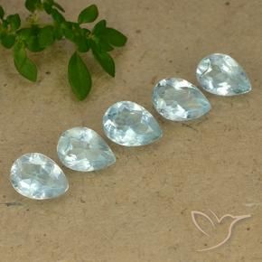 Gemme di Topazio Celeste naturale da 4.06 ct, Forma a pera, VVS-VS