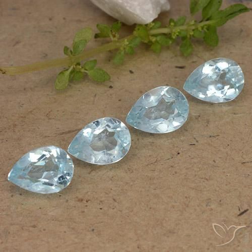 Gemme di Topazio Celeste naturale da 3.49 ct, Forma a pera, VVS-VS