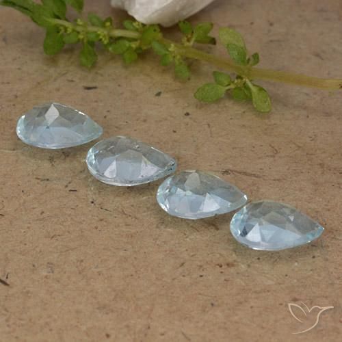 Gemme di Topazio Celeste naturale da 3.49 ct, Forma a pera, VVS-VS