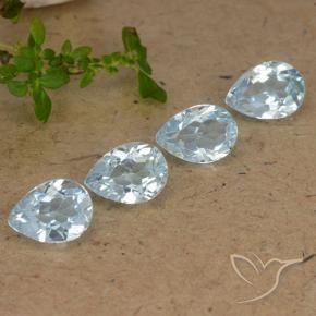Gemme di Topazio Celeste naturale da 3.58 ct, Forma a pera, VVS-VS