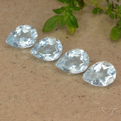 Gemme di Topazio Celeste naturale da 3.22 ct, Forma a pera, VVS-VS