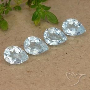 Gemme di Topazio Celeste naturale da 3.22 ct, Forma a pera, VVS-VS