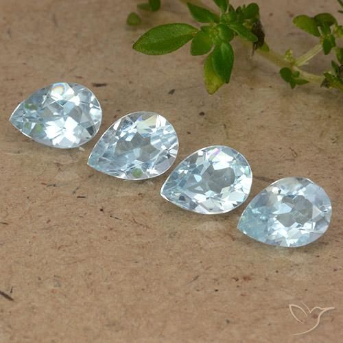 Gemme di Topazio Celeste naturale da 3.22 ct, Forma a pera, VVS-VS
