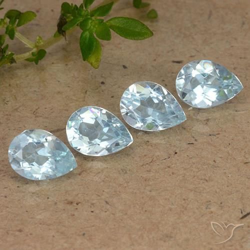 Gemme di Topazio Celeste naturale da 3.22 ct, Forma a pera, VVS-VS
