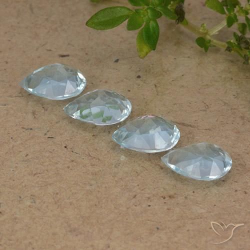 Gemme di Topazio Celeste naturale da 3.22 ct, Forma a pera, VVS-VS