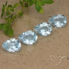 Gemme di Topazio Celeste naturale da 3.45 ct, Forma a pera, VVS-VS
