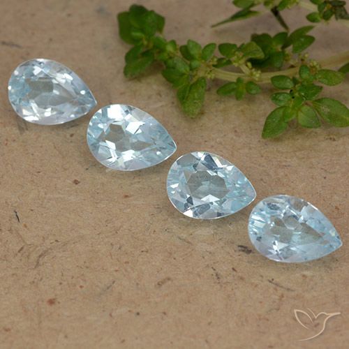Gemme di Topazio Celeste naturale da 3.62 ct, Forma a pera, VVS-VS