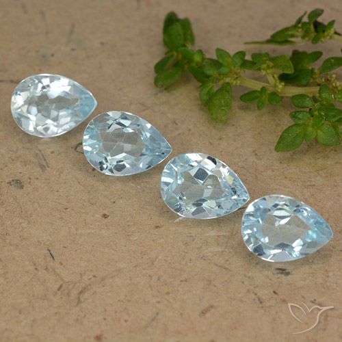 Gemme di Topazio Celeste naturale da 3.58 ct, Forma a pera, VVS-VS