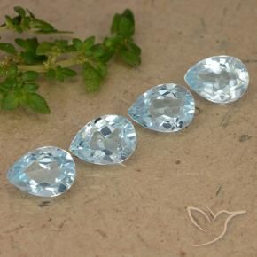 Gemme di Topazio Celeste naturale da 3.58 ct, Forma a pera, VVS-VS