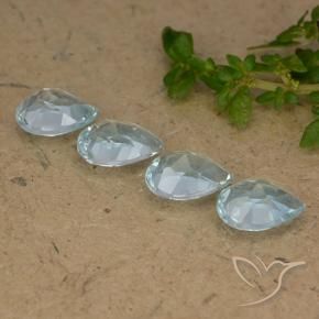 Gemme di Topazio Celeste naturale da 3.58 ct, Forma a pera, VVS-VS