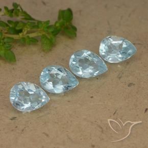 Gemme di Topazio Celeste naturale da 3.53 ct, Forma a pera, VVS-VS