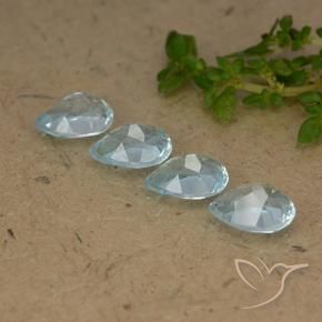 Gemme di Topazio Celeste naturale da 3.53 ct, Forma a pera, VVS-VS