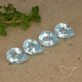 Gemme di Topazio Celeste naturale da 3.42 ct, Forma a pera, VVS-VS