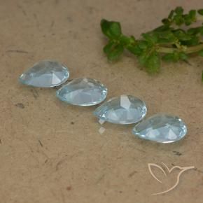 Gemme di Topazio Celeste naturale da 3.42 ct, Forma a pera, VVS-VS