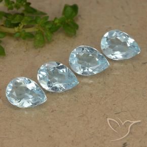 Gemme di Topazio Celeste naturale da 3.41 ct, Forma a pera, VVS-VS