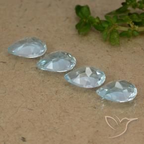 Gemme di Topazio Celeste naturale da 3.41 ct, Forma a pera, VVS-VS