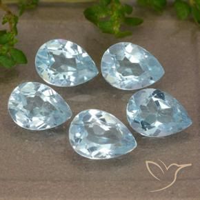Gemme di Topazio Celeste naturale da 4.28 ct, Forma a pera, VVS-VS