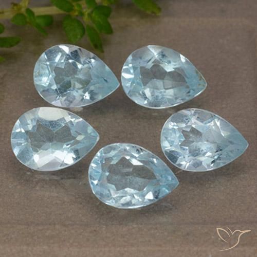 Gemme di Topazio Celeste naturale da 4.19 ct, Forma a pera, VVS-VS