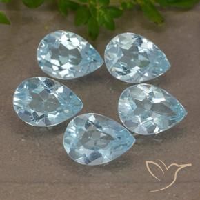 Gemme di Topazio Celeste naturale da 3.92 ct, Forma a pera, VVS-VS