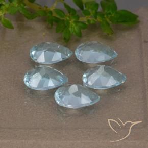 Gemme di Topazio Celeste naturale da 3.92 ct, Forma a pera, VVS-VS