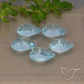 Gemme di Topazio Celeste naturale da 4.33 ct, Forma a pera, VVS-VS